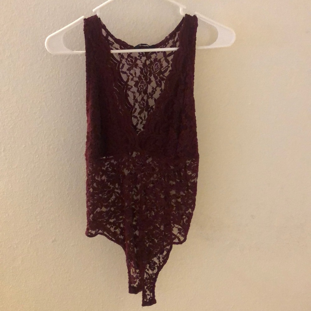 Maroon lace bodysuit